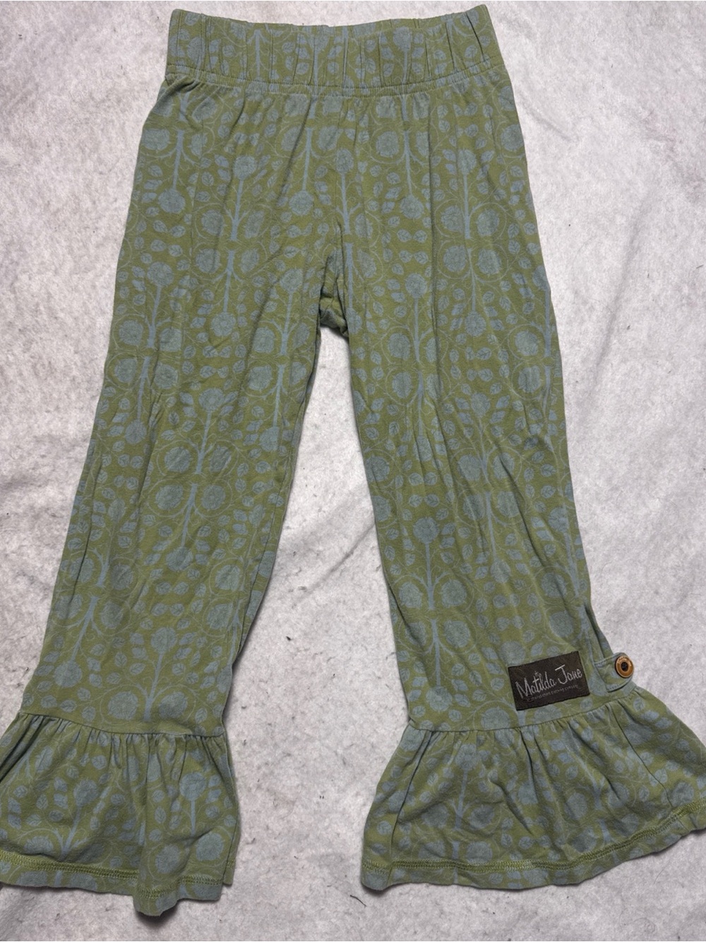 Matilda Jane Olive Green Floral Ruffle Pants